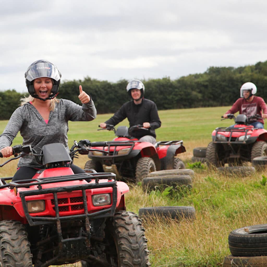 Mixed Adventure Activities at Armourgeddon includes quad biking.